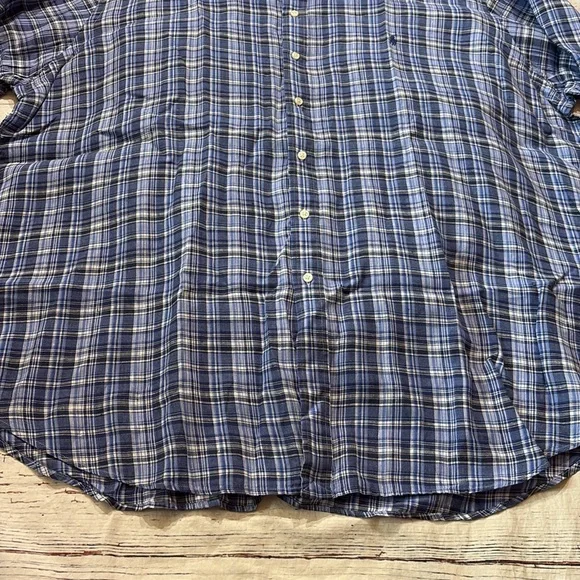 Ralph Lauren Blue Plaid Linen Button Down Shirt sz 4XLT - Picture 6 of 9
